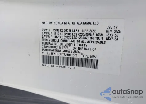 2018 Honda Odyssey Ex-L from USA, damaged, VIN 5FNRL6H77JB041571